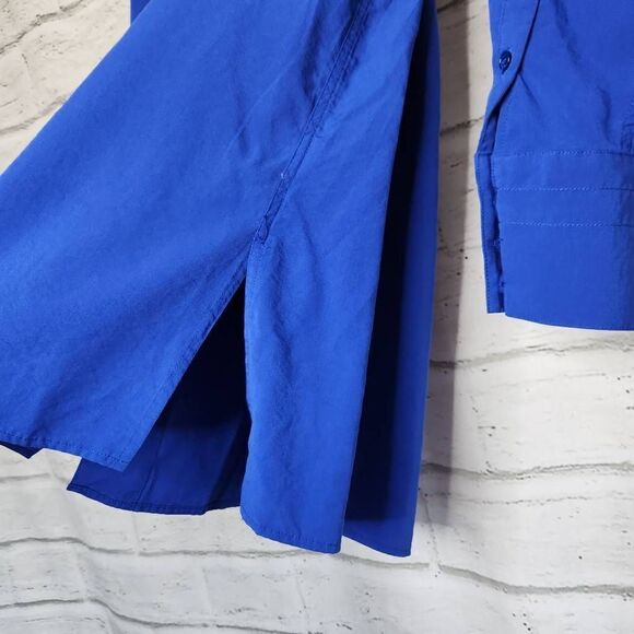 Soft Surroundings Loretta Shirt Solid Blue Button Zip Tunic Women's Large - Picture 7 of 11
